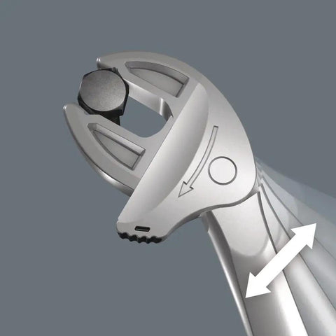6006 Joker Self-Setting Double Spanner Set, 2 Pieces, close-up view of automatic hex grip mechanism on spanner head