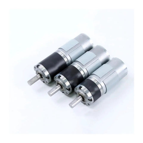 Heavy Duty 42mm Planetary Gear Motor With 775 Brushed DC Drive, three compact motors showcasing strong torque design.
