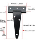 4 Inch T Strap Hinges Heavy Duty Tee Hinge Set For Wooden Fences Gates Barn Doors Yard Doors And Outdoor Gates with dimensions