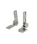Two 304 stainless steel rotary torque hinges with mounting bases and dampers