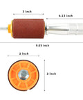 Hand Held Sanding Drum Kit For Drill Presses And Power Drills With Aluminum Handle Quick Tightening Roller Easy Paper Swap Includes 120 Grit Sandpaper And Wrench SF08 Pro Grade Gear showing dimensions