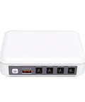 Portable Mini Ups Boasting Hella Reliable 6000Mah Backup Power For Seamless Router Modem And Security Camera Operation Keeping Your Entire Home Network Running Smooth As Butter When The Grid Drops, white compact device with four output ports.