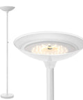 Antique Silver Torchiere Floor Lamp With 24W LED, 3000K dimmable brightness, rotary switch, 70 inch tall metal standing lamp