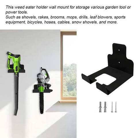 Sturdy Iron Tool Organizer with Anti Scratch Cradle for Weed Eater and Leaf Blower Handheld Tools in Orange Finish Rust Resistant