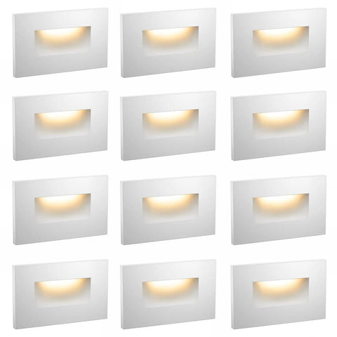 Outdoor Step Lights 3 Pack 120V LED Stair Deck Lights Waterproof Hardwired Dimmable 3000K Warm White Aluminum Finish ETL Wet Rated