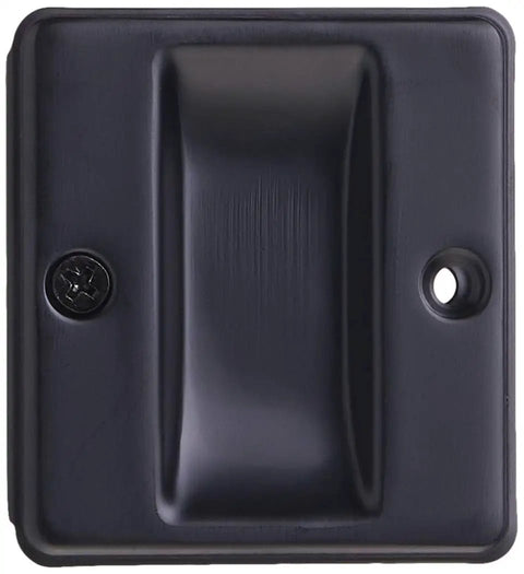 Premium Solid Brass Pocket Passage Door Pull Matte Black Finish Two And Three Quarters Inch Tall By Two And Half Inch Wide Fits Doors From One And Three Eighths To One And Three Quarters Inch Easy Install Slick Dope Modern Hardware front view