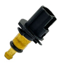 Close-up of FainWan coolant temperature sensor with brass stem and black plastic connector.