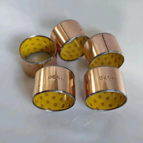Single SF-2 Self Lubricating Copper Bushing 80 By 85 By 50 Mm Oilless Composite Wrapped Bearing in a group of five.
