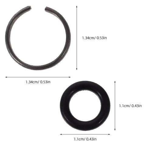 Get These Awesome 1/2 Inch Impact Wrench Retaining Rings With O-Rings For Fast And Easy Installation Plus Great Fit For All Electric Or Pneumatic Tools You Might Use Today: iron retaining ring and rubber O-ring.