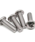1/4-20 Pan Head Machine Screws 1/2 Inch Full Thread 304 Stainless Steel 18-8 Pack Of 25 shown in close-up