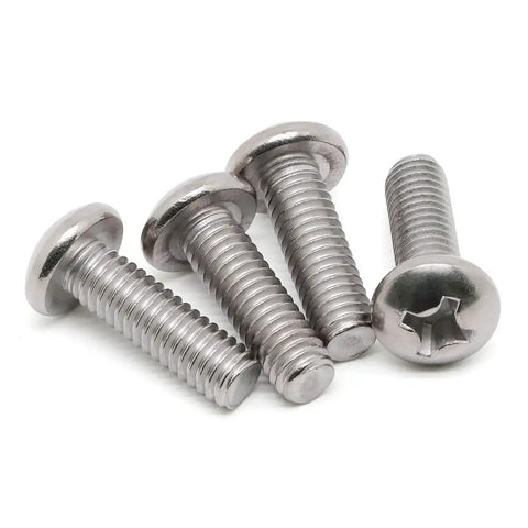1/4-20 Pan Head Machine Screws 1/2 Inch Full Thread 304 Stainless Steel 18-8 Pack Of 25 shown in close-up