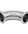 Beefy Heavy Duty Stainless Steel 3 Inch Tri Clamp Ferrule Elbow 90 Degree Pipe Fitting, 304 stainless, 91mm ferrule OD, shiny side view