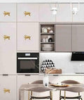 Gold Leopard Drawer Knobs 4 Piece Set For Dresser Cabinet Wardrobe Dope Animal Pulls Zinc Alloy Rust Resistant And Anti Corrosion 52mm 37mm 22mm Easy Install on kitchen cabinets