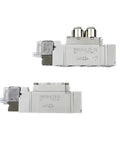 Top Tier 2 Position Single Type Sy5120-5mse-c4 Pneumatic Solenoid Valve shown from above with dual solenoid configuration.