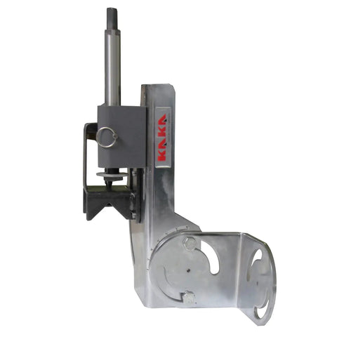Side view of Heavy Duty Pipe Notcher With 0-60 Degree Adjustable Angle Fits Half Inch To Two Inch Pipes Drill Press Mount Metalworking Tool
