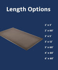 Industrial Workhorse Two By Three Foot Anti Fatigue Mat Delivers Rock Solid Standing Comfort with length options displayed.