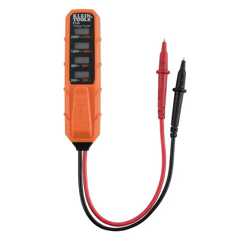 Electrical Test Kit With GFCI Outlet Tester And AC DC Voltage Tester For 24V To 240V AC And 32V To 330V DC in orange casing