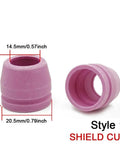 High Performance Plasma Cutting Torch Consumables For Ag-60 And Sg-55 With Ceramic Shield Cap Tip Nozzle Set, pink ceramic shield cup.