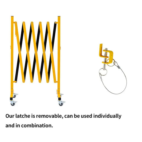 Effortless Expandable Metal Barricade 8 Feet Portable Safety Barrier On Casters with removable latch system.