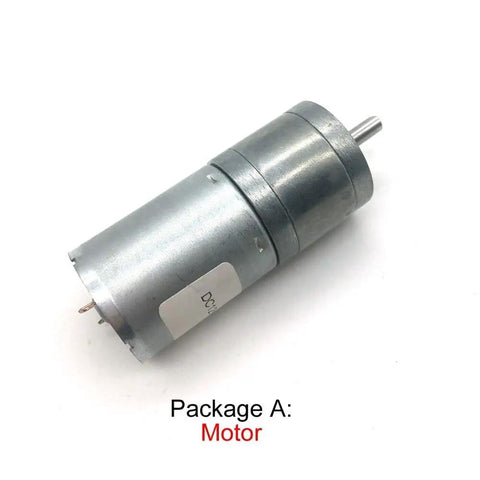 12 Volt Dc Micro Gear Motor Featuring Low Speed Reducer Box, compact size, metallic finish, ideal for hobby projects.