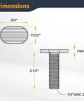 Diagram of dimensions for One Quarter Inch Twenty T Track Bolts Set Twenty Pack Two Point Five Inch Long T Slot Bolts.