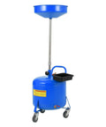Hoguyexila 8 Gallon Portable Waste Oil Drain Tank Kit, Big Capacity Fluid Pickup Container With Pneumatic Pump For Quick Auto Garage Oil Changes And Vehicle Maintenance Jobs On Road, blue steel drum with funnel and casters