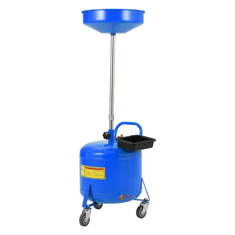 Hoguyexila 8 Gallon Portable Waste Oil Drain Tank Kit, Big Capacity Fluid Pickup Container With Pneumatic Pump For Quick Auto Garage Oil Changes And Vehicle Maintenance Jobs On Road, blue steel drum with funnel and casters