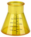 Yellow Erlenmeyer flask shot glass, part of the 4 Piece Chemistry Beaker Shot Glass Set For Parties And Science Nerds