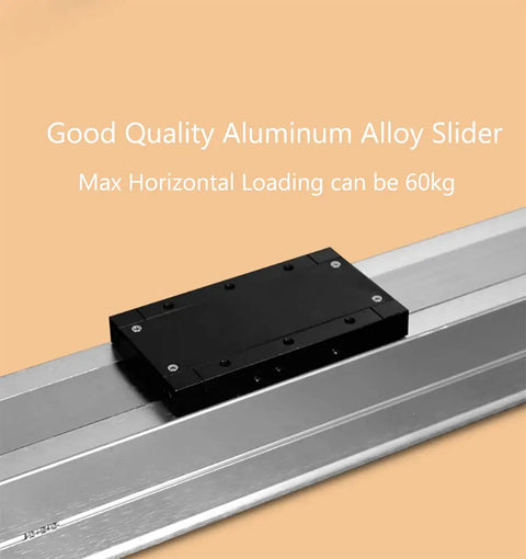 Heavy Duty Linear Stage Actuator With Ball Screw Slide Table And Precision Electric Guide Linear Module Featuring Built Like A Tank Construction And Hella Smooth 100Mm Stroke Control For Rigorous Applications, aluminum alloy slider with 60kg capacity.