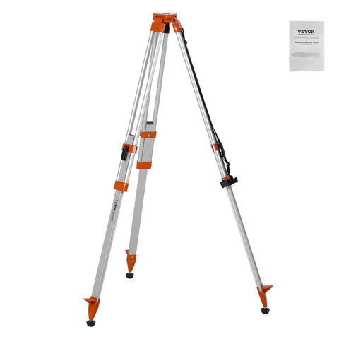 Heavy Duty Laser Level Tripod Stand With Five Eighths Inch Eleven Thread Mount Adjustable From Sixteen To Sixty Five Inches Aluminum Pro Grade Construction Retractable Legs Non Skid Feet Supports Up To Twelve Pounds, aluminum tripod open