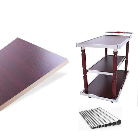 Heavy Duty Industrial Kitchen Bar Cart With Built In Wine Rack And Three Tier Storage Shelves On Smooth Rolling Casters Vintage Wood Steel Serving Trolley Game Day Ready Patio Go To with close-up view of wooden shelf and cart design.