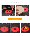 Rock Solid Heavy Duty Router Lift With Aluminum Table Insert Plate For Woodworking Shops showing removable pivot pin and insert rings assembly.