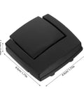 Black Alloy Box Latch Set 2 Pack Keyless Toggle Flatbottom Design with dimensions labeled in centimeters and inches.