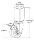 3 Inch PU Caster Wheels For 2x2 Boltless Shelving Racks Four Pack Heavy Duty Mobility Set With 1500 Lb Total Load Easy Slide In Installation No Bolts Required Quiet Smooth Rolling For Garage Storage And Workshop diagram