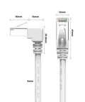 90 Degree Right Angle Cat6 Ethernet Cable 10 Ft White Low Profile For Tight Spaces And Hidden Installations, Gigabit RJ45 Patch Cord