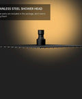 Side view of 12 Inch Square Rain Shower Head With High Pressure Waterfall Flow, Ultra Thin Stainless Steel, Matte Black Finish