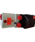 Heavy Duty High Vacuum Pump For Industrial Use Built Different With Silent Operation And Consistent Airflow Top Shelf Performance, side view with red buttons.