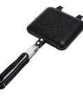 Dual-Sided Electric Mini Griddle And Waffle Maker featuring non-stick surface and ergonomic handle for easy grip.