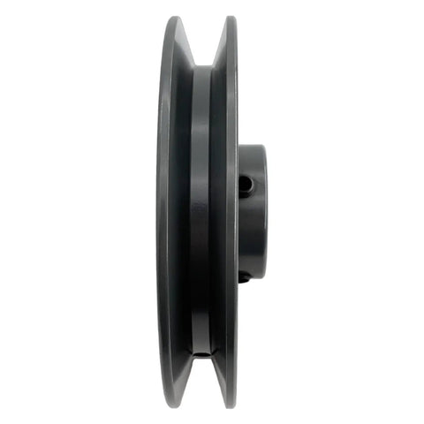 Side view of 7/8 Inch Bore Single Groove V Belt Pulley 5.25 Inch OD Cast Iron Motor Pulley For A Ax B BX 4L 5L V Belts BK5578