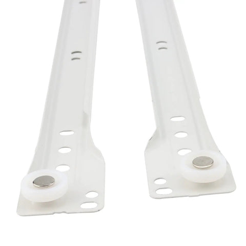 Heavy Duty 16 Inch Bottom Mount Drawer Slides Set 6 Pairs With Mounting Screws White Finish Rust Resistant Cold Rolled Steel Rails Easy Install Replacement Drawer Track Hardware for Bottom Or Side Mount Drawers, white steel rails