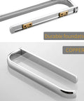Chrome towel bar with copper durable foundation, showing top and side views.
