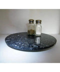 12 Inch Blue Pearl Granite Lazy Susan Centerpiece For Dining Table And Kitchen Counter Solid Wood And Resin Turntable
