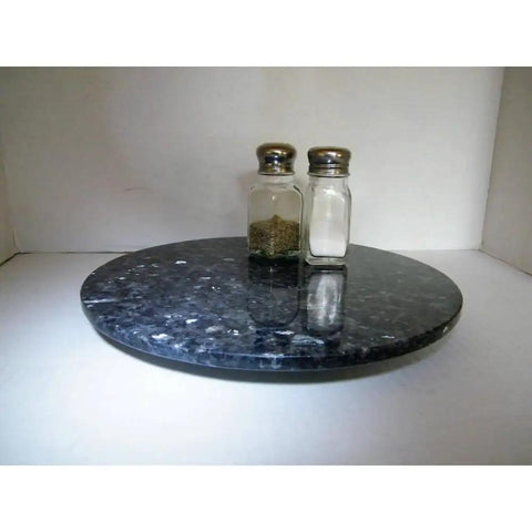 12 Inch Blue Pearl Granite Lazy Susan Centerpiece For Dining Table And Kitchen Counter Solid Wood And Resin Turntable