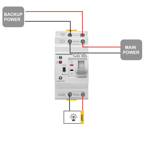 Compact Dual Power Auto And Manual Transfer Switch With Over And Under Voltage Protection For Solar And Grid DIN Rail Mount 2 Pole 63A 110V