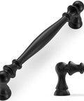10 Pack 5 Inch Matte Black Cabinet Handles Zinc Alloy Drawer Pulls Solid Kitchen Hardware For Cabinets, Dressers, Closets, And Doors Heavy Duty Smooth Glide Easy Install Modern Industrial Look showing close-up of handle detail and angle.