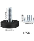 Adjustable Leveling Feet Set For Furniture 48 Or 72 Pieces Threaded Levelers dimensions and parts view