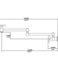 Technical diagram of Brass Pot Filler Faucet Wall Mount With Folding Double Joint Swing Arms Titanium Gold Finish dimensions