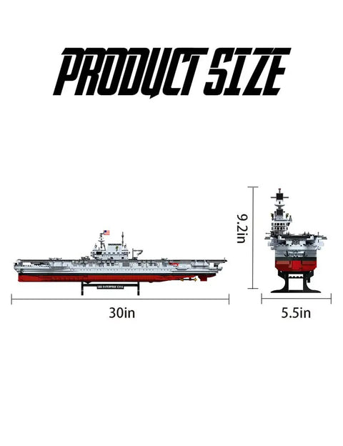 Epic USS Enterprise Aircraft Carrier Model Kit With 1883 Building Blocks For Adults And Teens; 30in length shown