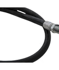 Close-up of Buyers Products high-pressure hose, 1/4 in x 38 in, black rubber with metal threaded fitting.