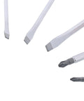 Extra Heavy Duty Slotted and Phillips Screwdriver Set, Five-Piece With SoftFinish Cushioned Grips, blade tips close-up.